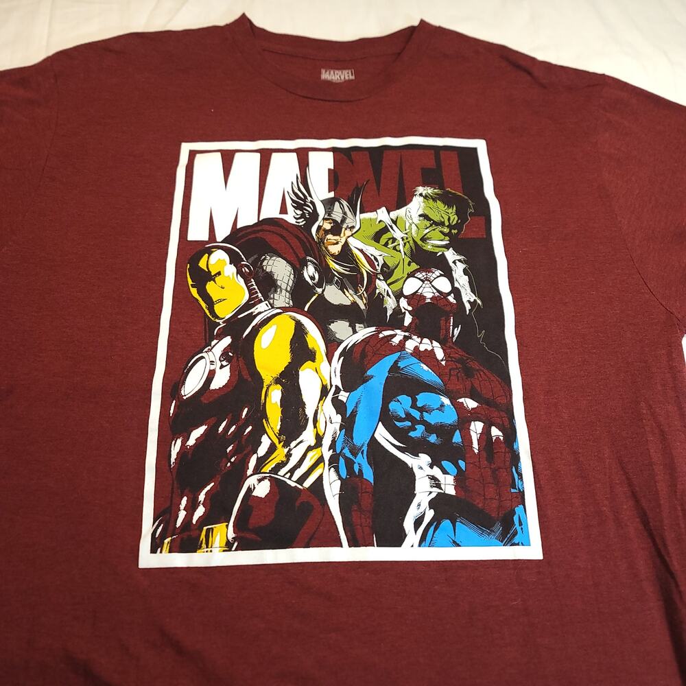 Marvel Heros Graphic Short Sleeve Casual T Shirt Mens Size XL Red